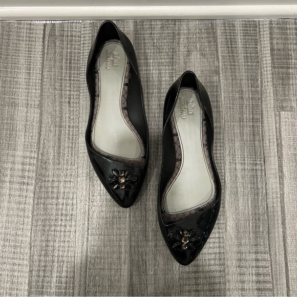 Melissa + Jason Wu Black Jelly Pointed Toe Trippy Ballet Flats - Picture 4 of 7